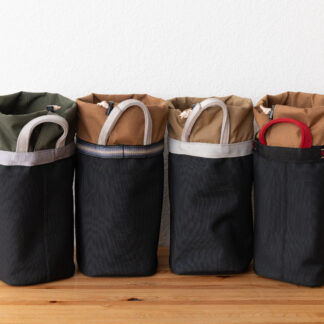Tool bags lined up in a row